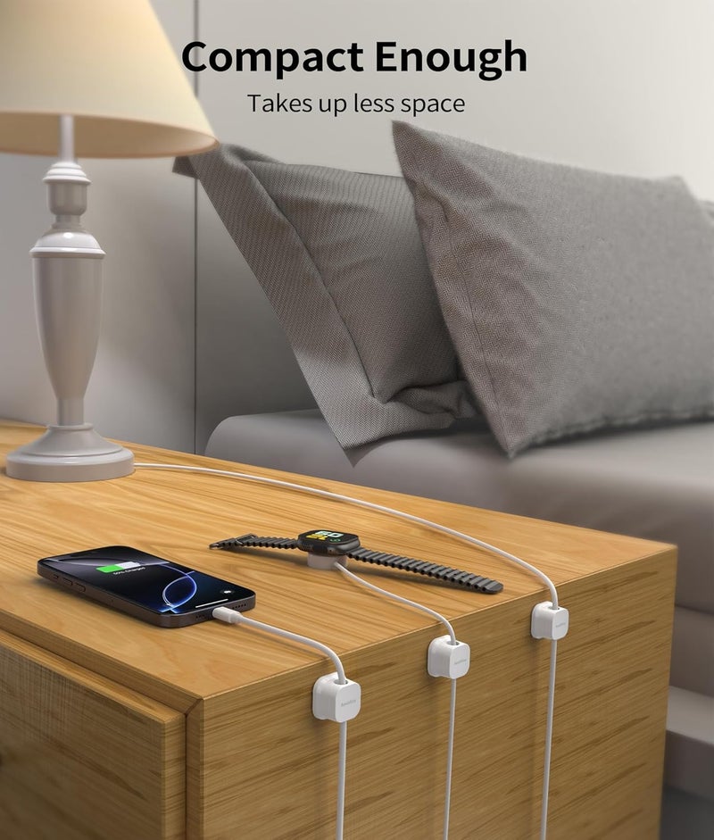 Aeebliay 9 Pack Magnetic Cable Clips Cord Holder, Desk Cable Management Accessories, Cord Clips, Adhesive USB Wire Holder Keeper Organizer for Home Office Desk Phone Car Wall Desktop Nightstand cable organizer - Image 2